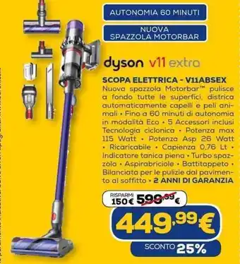 Euronics dyson v11 extra Scopa Elettrica - V11ABSEX offerta