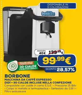 Euronics Borbone Macchina da Caffè Espresso Didì + 30 Cialde Incluse Nella Confezione offerta