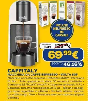 Euronics Caffitaly Macchina da Caffè Espresso - Volta S35 offerta