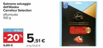 Carrefour Salmone selvaggio dell'Alaska Carrefour Selection affumicato 100 g offerta