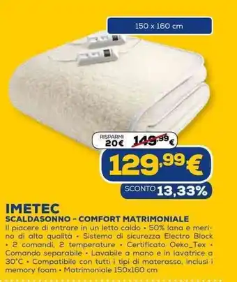 Euronics Imetec Scaldasonno - Comfort Matrimoniale offerta