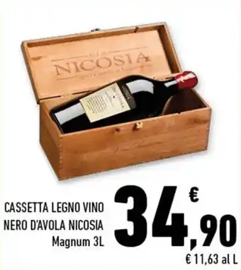 Conad Cassetta Legno Vino Nero D'Avola Nicosia Magnum 3L offerta