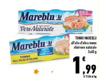 Conad City Mareblu Tonno All'Olio d'Oliva meno olio/Vero Naturale 3x60g offerta