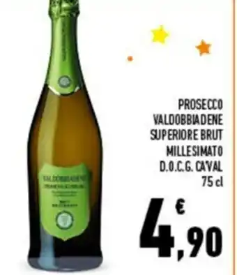 Conad City Prosecco Valdobbiadene Superiore Brut Millesimato D.O.C.G Caval 75cl offerta