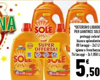 Conad City Sole Detersivo Liquido Per Lavatrice 2x2L/2x1,850L offerta