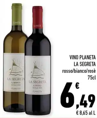 Conad Vino Planeta La Segreta rosso/bianco/rosè 75cl offerta