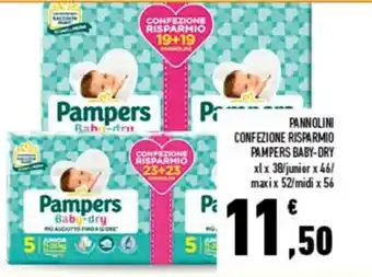 Conad City Pampers Baby Dry Pannolini Confezione Risparmio xl x 38/junior offerta