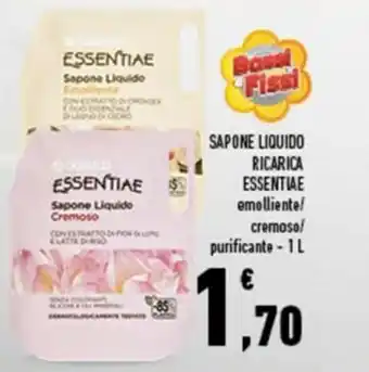 Essentiae Sapone Liquido Ricarica emolliente/cremoso/purificanto 1L