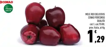 Conad Conad Percorso Qualità Mele Red Delicious cat. 1, cal. 75/80 offerta