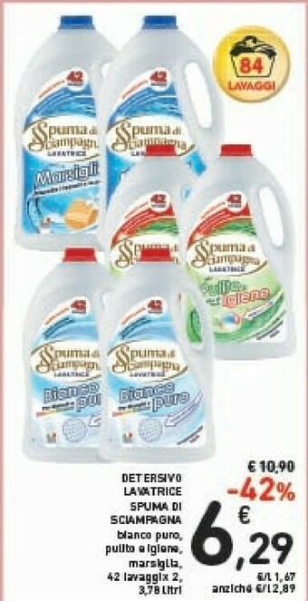 Conad Spuma di Sciampagna Detersivo Lavatrice Bianco Puro/ Pulito E Igiene/ Marsiglia offerta