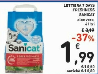 Conad Sanicat Lettiera 7 Days Freshness Aloe Vera 4 Litri offerta
