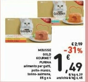 Conad Purina Mousse Gold Gourmet Alimento Per Gatti Pollo E Manzo/ Tonno E Salmone offerta