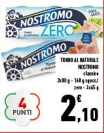 Conad City Nostromo Tonno Al Naturale classico 3x80g 168g/Zero 65g offerta