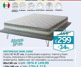 GRANCASA Materasso Nine Zone offerta
