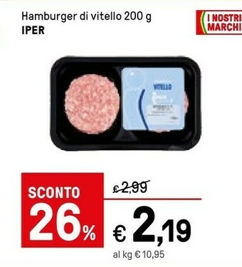 Iper La Grande Hamburger Di Vitello offerta