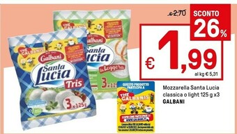 Iper La Grande Galbani Mozzarella Santa Lucia Classica O Light offerta