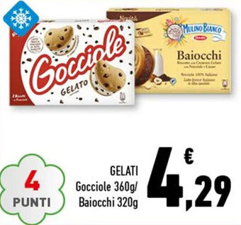 Conad Gelati Gocciole 360g/Baiocchi 320g offerta