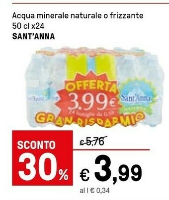 Iper La Grande Sant'anna Acqua Minerale Naturale 500 G(ml) offerta