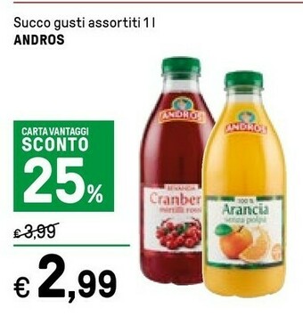Iper La Grande Andros Succo Arancia/ Granberry 1 L offerta