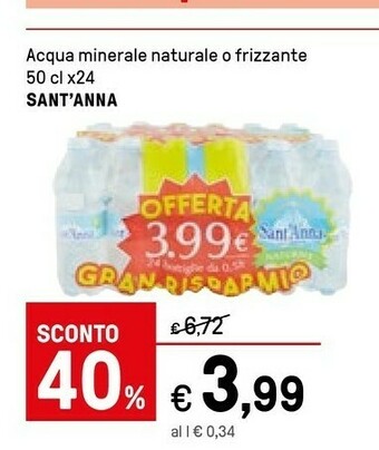 Iper La Grande Sant'anna Acqua Minerale Naturale 500 G(ml) offerta