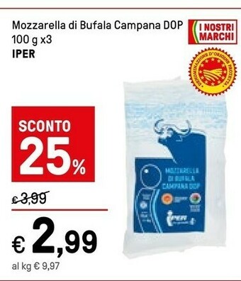 Iper La Grande Iper Mozzarella Di Bufala Campana Dop offerta