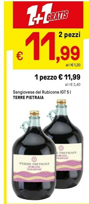 Iper La Grande Rubicone Terre Pietraia Sangiovese Del Igt 5000 Ml offerta