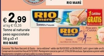 Iper La Grande Rio Mare Tonno Al Naturale 56 G(ml) offerta