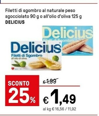 Iper La Grande Delicius Filetti Di Sgombro Al Naturale 90 G(ml) offerta