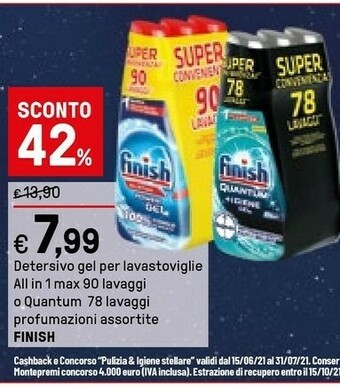 Iper La Grande Finish Detersivo Gel Per Lavastoviglie All In 1 Max offerta