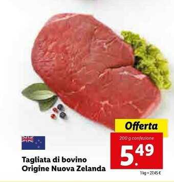 Lidl Tagliata Di Bovino Origine Nuova Zelanda offerta