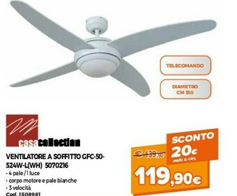 Casa Collection Ventilatore A Soffitto GFC-50-524w-L(WH) 5070216