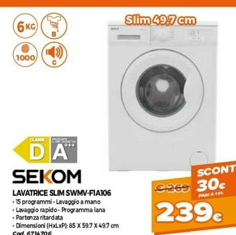 GRANCASA Sekom Lavatrice Slim SWMV-F1A106 offerta