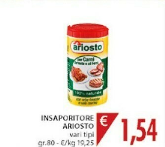 Mercatò Ariosto Insaporitore Per Carni Arrosto E Ai Ferri Con Erbe Fresche E Sale Marino 80 G(ml) offerta