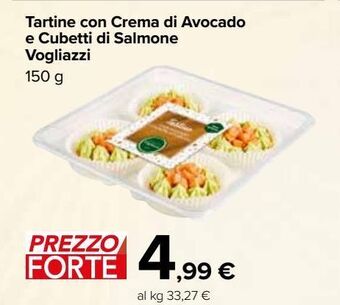 Carrefour Market Tartine con crema di avocado e cubetti di salmone vogliazzi 150 g offerta