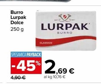 Carrefour Market Burro lurpak dolce 250 g offerta