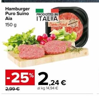 Carrefour Market Hamburger puro suino aia 150 g offerta