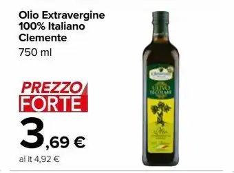 Carrefour Market Olio extra vergine di oliva clemente 750 ml offerta