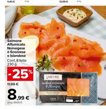 Carrefour Market Salmone affumicato norvegese e scozzese o islandese 230 g offerta