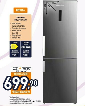 Unieuro Electroline Combinato BME47SNV1XD0 offerta