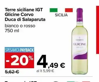 Carrefour Market Vino terre siciliane igp glicine corvo ducal del salaparuta offerta