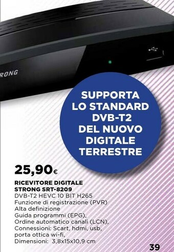 Coop Strong SRT 8209 Set-top Box TV Ethernet (RJ-45) Full HD Nero offerta