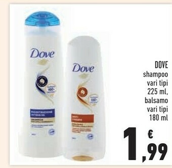 Conad Superstore Dove Shampoo 225 Ml / Balsamo 180 Ml offerta