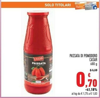 Conad Superstore Casar Passata Di Pomodoro 680 G offerta