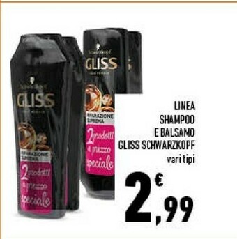 Conad Schwarzkopf Gliss Linea Shampoo E Balsamo offerta