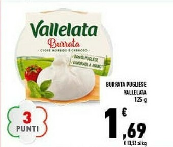 Conad Vallelata Burrata Pugliese 125g offerta