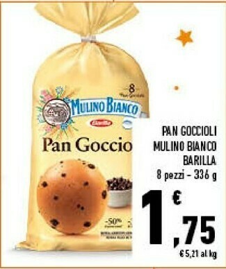 Conad Barilla Mulino Bianco Pan Goccioli 8 Pezzi - 336 G offerta