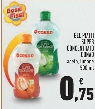 Conad Conad Gel Piatti Super Concentrato 500ml offerta