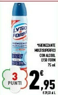 Conad Lysoform Igienizzante Multisuperfici Con Alcool 75 Ml offerta