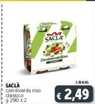 Deco Supermercati Saclà Condiverde Riso Classico Gusto Ricco 580 G(ml) offerta
