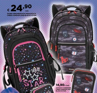 Ipercoop Black E Star Zaino Organizzato Ragazza offerta